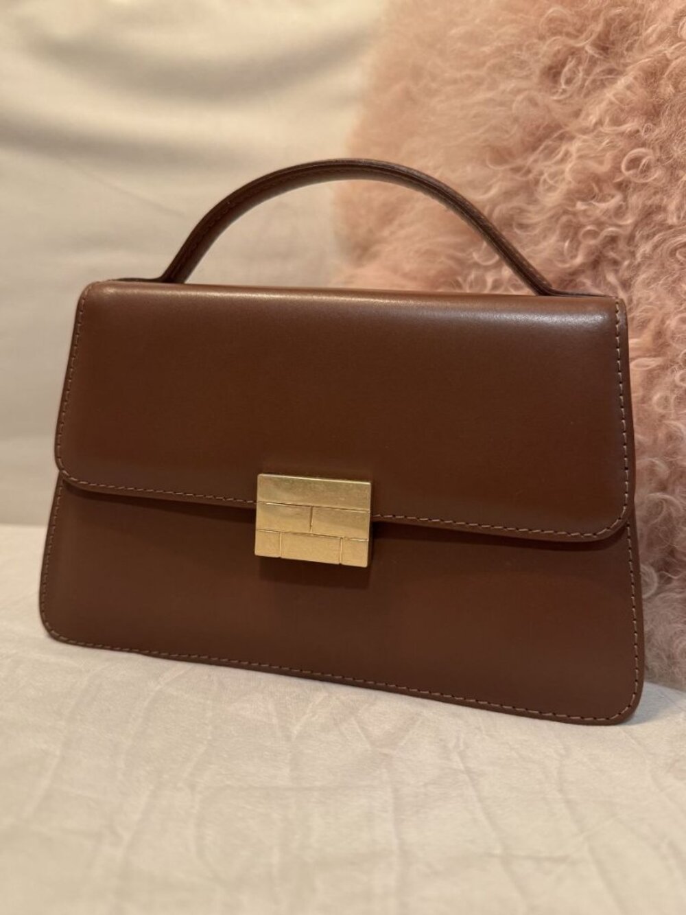 FRAME Le Signature Small Top Handle Bag in Tobacco | Like New | Crossbody Strap